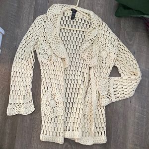 Vintage GUESS crochet/knit cream cardigan